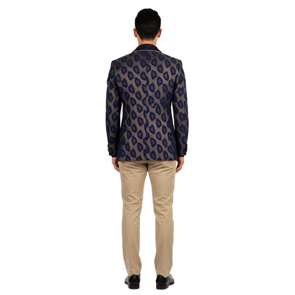 Empire™ Men's Hybrid-Fit Shawl Lapel Blazer – Purple & Gold Floral Pattern – NWT - Picture 3 of 7